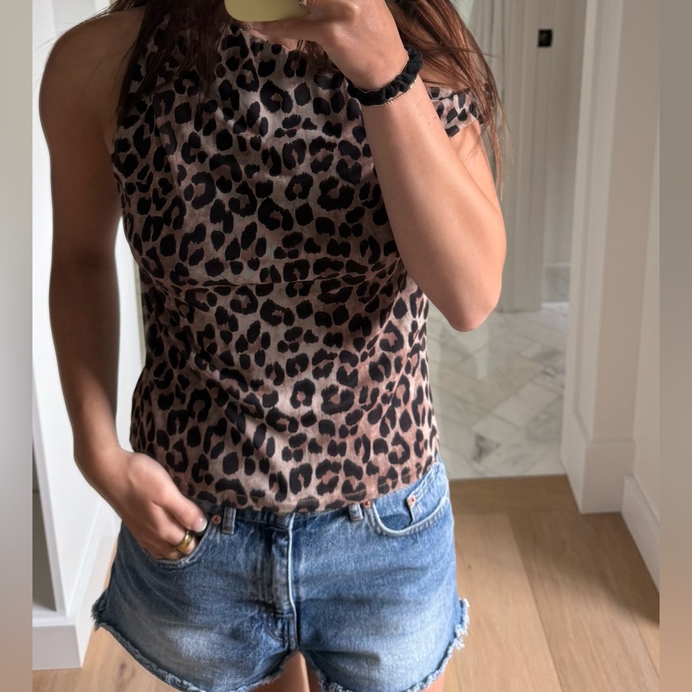 LEOPARD PRINT ONE SHOULDER MANGO TOP